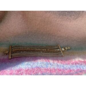 Stella & Dot Phillipa Statement Wide With Layering Gold Tone Bracelet